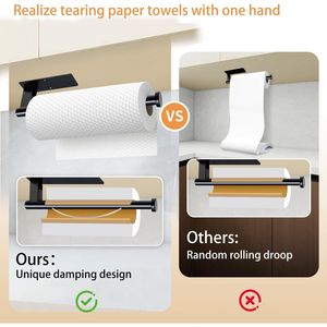 Porte-serviettes en papier à commande d'une seule main avec effet amortissant, accessoire de cuisine sous armoire avec adhésif disponible - Product Image 5