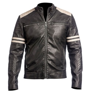 NEW Fitness Accessories Empire <b>Men's</b> Leather <b>Jacket</b> <b>Black</b> Slim Fit Biker Vintage Breathable Front Logo Zipper Closure Winter - Product Image 3