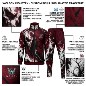 Premium Sublimation Tracksuit Jacket <b>Pants</b> Set Custom Sportswear Gym Workout Fitness Running Training 100% Cotton Eco-Friendly - Product Image 6