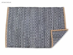 Luxury Soft Black White Puzzle Pattern Cotton <b>Door</b> <b>Mat</b> Non-Slip Rubber Backing Handmade Pet Friendly Eco-Friendly for Home Use - Product Image 5