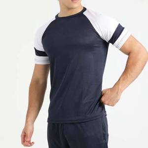 Camiseta de Cuello Redondo con Mangas Raglán Azul Marino y Blanco para Hombre, de Secado Rápido, Deportiva, Ajustada, Material Jersey - Product Image 5