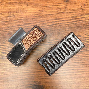 Pinzas para el pelo occidentales personalizadas, cuero labrado grabado, Floral vaquera, dulce diseño fresco, regalo Rectangular de gran tamaño para mujer - Product Image 6