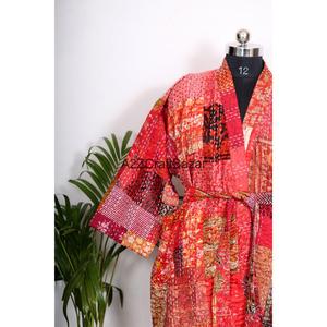 Kimono léger en coton pour femme, imprimé floral, style Kantha, luxueux, respirant, patchwork, pour l'hiver - Product Image 3