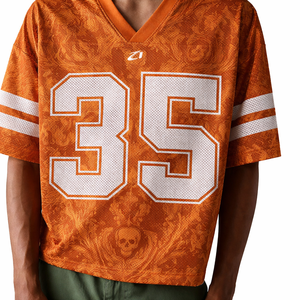 เสื้อเจอร์ซีย์ฟุตบอลลายโกธิคสไตล์ Y2K สำหรับทุกเพศ ทรงโอเวอร์ไซส์ คอวี เสื้อยืดกีฬา สตรีทแวร์  รับผลิตแบบซับลิเมชั่นตามสั่ง (OEM) - Product Image 2