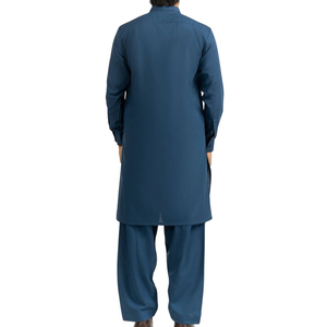 Elegant Blue <b>Men</b> <b>Shalwar</b> <b>Kameez</b> Pakistani Traditional Suit For <b>Men</b> Custom Made Kurta Pajama Set Breathable Cotton Fabric - Product Image 2
