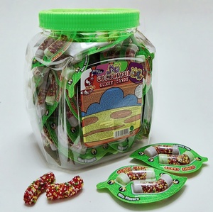 Bonbons personnalisés en marque blanche en gros, <span class=keywords><strong>Halal</strong></span>, en forme de feuille de dessin animé, granulés colorés, bonbons gélifiés aux fruits, snacks exotiques, bonbons jouets pour enfants - Product Image 1