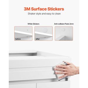 Mobiletto Base Bianco Shaker da 24 Pollici Non Assemblato, 24 Pollici L x 24 Pollici P x 34,5 Pollici H, Pronto per l'Assemblaggio, per Cucina - Product Image 4