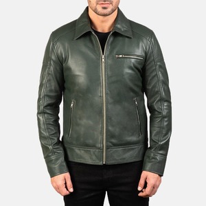 Wholesale Men's Winter Leather <b>Biker</b> <b>Jacket</b> with Stand Collar and Front Logo Cowhide Material for Casual Wear OEM - Product Image 1