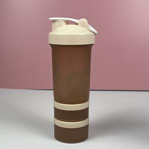 Bouteille shaker protéinée 450 ml en plastique, trois couches, anti-fuite, pour le fitness - Product Image 1