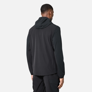 Ensemble de survêtement à capuche pour homme, manches longues, noir uni, imprimé délavé, coupe-vent, sportif, en Spandex/Nylon, pour l'automne, coupe ample, avec détails latéraux - Product Image 5