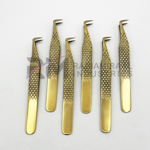 Pince à épiler japonaise RMI en acier inoxydable couleur or plasma pour extensions de cils, pointe en fibre et lisse, fournitures personnalisées avec logo, vente en gros - Product Image 5