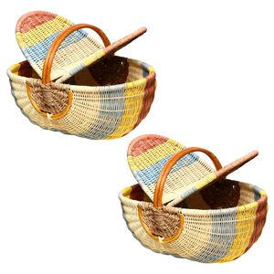 Customizable Natural RATTAN HARVEST <b>BASKET</b> PICNIC <b>BASKET</b> <b>with</b> <b>Handle</b> Natural Picnic and Storage <b>Basket</b> - Product Image 1