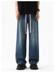Custom Men's Denim Cargo Jeans High Waist Regular Fit Vintage Streetwear 100% Cotton - Product Image 2
