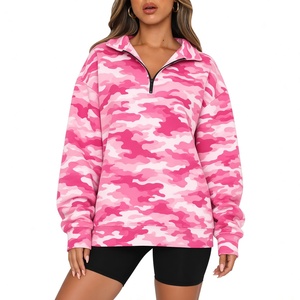 Custom <b>Women</b> Hot <b>Pink</b> Zebra Print Half-Zip Sweatshirt Bold <b>Pink</b> and Black Tiger Stripe Fleece Pullover Oversized Everyday Wear - Product Image 2