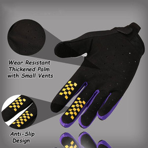 Guantes de Ciclismo de Medio Dedo, Negros, Morados y Blancos, con Rayas, de Nailon Antideslizante, Unisex, con Cierre de Velcro, para Motocicleta - Product Image 2