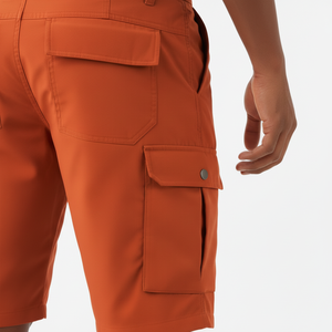 Shorts cargo personnalisés pour hommes en lin/coton, style urbain, respirants, taille élastique, motif uni sur le devant, service OEM - Product Image 4