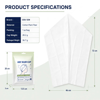 Bonnet de séchage des cheveux jetable OEM ODM en fibre de coton végétal doux, absorbant rapidement l'eau, idéal pour les voyages et les hôtels