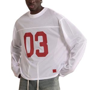 Camiseta Retro Vintage Oversize para Hombre, Estilo Jersey de Fútbol Americano, Manga Larga, 100% Poliéster, Streetwear, Hombros Caídos, OEM, Venta al Por Mayor - Product Image 1