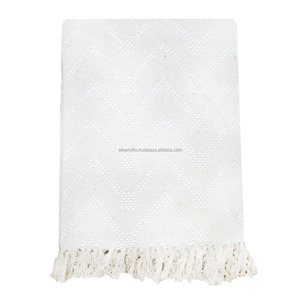 ผ้าห่มสำหรับบ้านผ้าแจ็คการ์ดทำจากผ้าฝ้ายทอเป็นมิตรต่อสิ่งแวดล้อมพับได้ง่ายลายก้างปลา - Product Image 4