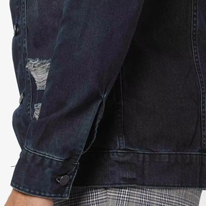 Men's Dark Blue <b>Denim</b> Jacket Turn-down Collar Casual Single Breasted Button Closure Washed Cotton <b>Material</b> Patch - Product Image 5