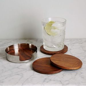Stylish Wooden Round Coaster Set Heat Resistant Beverage Pad for Coffee Tea Mug Glass Non Slip <b>Table</b> <b>Protection</b> Bar Kitchen Home - Product Image 3