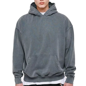 Custom Logo <b>Drop</b> Shoulder Fleece Heavyweight Polyester/Cotton 400g <b>Acid</b> Washed Cropped Regular Fit Sweet Hoodie Men - Product Image 1