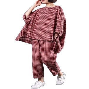 Ensemble en lin à manches longues et pantalon taille haute pour femme, ensemble chemise en coton et lin - Product Image 1