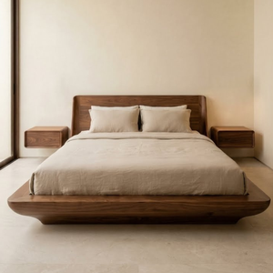 เตียงนอนไม้สักทรงเตี้ยสไตล์ร่วมสมัยสุดหรู - Product Image 1