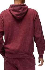 Sweat à capuche personnalisé pour homme en coton délavé marron, couleur unie, en molleton bouclette, tricot d'automne, à manches régulières - Product Image 2