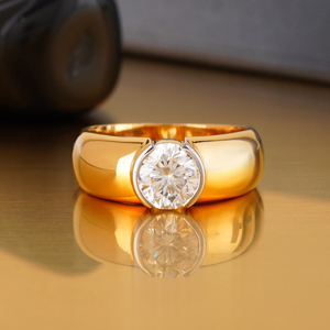 Bague solitaire pour homme en diamant de laboratoire de 2,05 carats, or jaune massif 14 carats, alliance de mariage, clarté VVS-VS, couleur DEF, bonne taille, certifiée IGI - Product Image 1