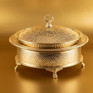 Chauffe-Plats Premium Gold Station avec Lampe Chauffante Intégrée et Cadre à Motifs Géométriques – Vente en Gros Inde - Product Image 4