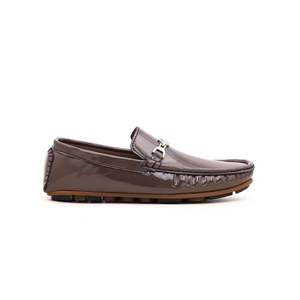 Mocassin classique gris pour garçons KD0374 Chaussures formelles confortables en cuir véritable avec bout pointu plat pour les mariages de printemps - Product Image 3