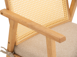 Fauteuil de salon moderne en rotin avec dossier en bois et coussin en tissu pour la maison, le salon ou le café - Product Image 4