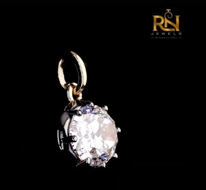 Pendentif en diamant ovale de 3 carats cultivé en laboratoire, clarté VVS2, couleur DEF, accent en rhodium noir, griffes en argent massif, bijoux fins personnalisés - Product Image 1