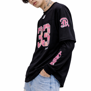 Camiseta Premium para Hombre, Manga Larga, Malla Transpirable, Diseño de Mármol Rosa con Número, Estilo Urbano, Ligera, Fabricante OEM al por Mayor - Product Image 5