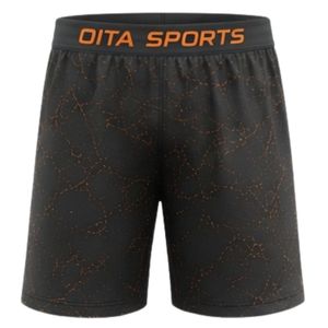 Shorts d'entraînement athlétiques imprimé marbre noir charbon et orange avec taille élastique, légers, pour le sport, la gym et la performance - Product Image 1