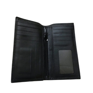 <b>Men's</b> Vertical Long Leather <b>Wallet</b> Black Center Zipper Pocket Credit Card Multi Slots ID Window Cash Billfold Pocket Organizer - Product Image 2