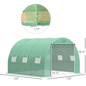 Serra a tunnel trasparente 3x3x2,1m di alta qualità con copertura in PE, telaio in legno/metallo, porte con cerniera e finestre per uso domestico - Product Image 3