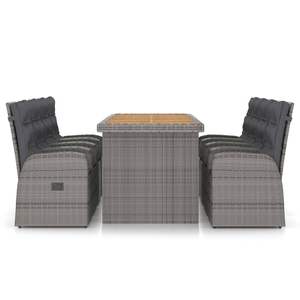 Conjunto de Comedor para Exteriores con Mesa de Ratán Sintético Gris y Sillas con Cojines Gris Oscuro para Jardín - Product Image 3