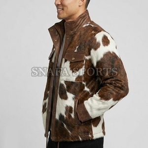 Vestes en cuir véritable pour hommes personnalisables, légères, au prix le plus bas, faciles à porter, en cuir de vache avec poils. - Product Image 5
