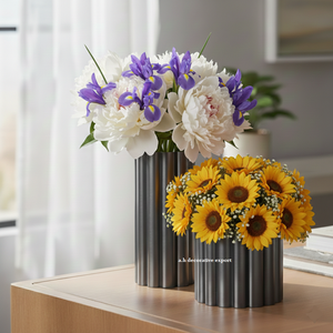 Minimalist Eco Friendly Matte Pink Rectangle Aluminium <b>Vase</b> <b>Set</b> Luxury Decorative Flower Pots Wedding Centerpieces Modern Home - Product Image 6