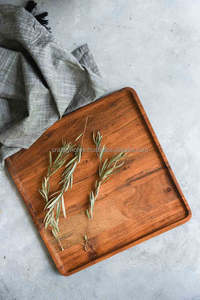 แผ่นไม้อะคาเซียทรงกลม,เครื่องใช้บนโต๊ะทำจากธรรมชาติสำหรับรับประทานอาหารแซนด์วิชสลัดอาหารทานเล่นเบอร์เกอร์ชีส - Product Image 4