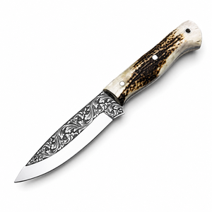 Cuchillo de Caza Welltrox Industries, Hoja de Acero J2 con Punta Caída, Mango de Asta de Ciervo, Grado Industrial/DIY, 9 Pulgadas de Largo - Product Image 5