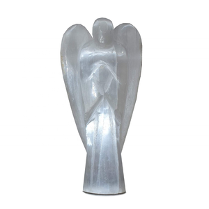 Figura tallada de Ángel de cristal de selenita natural, hollita para reiki y sesión curativa, 1,5 pulgadas - Product Image 1