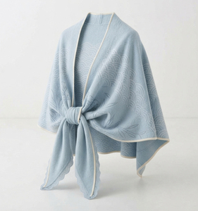 Poncho châle asymétrique en tricot pour femme, style streetwear automne-hiver, couleur unie, cape cardigan à boucle, écharpe enveloppante à ouverture frontale - Product Image 5