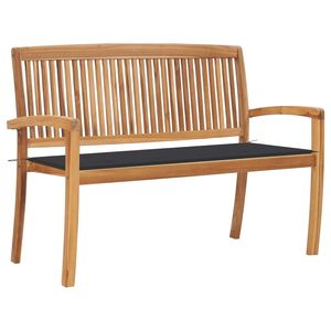 Banco de patio apilable de madera maciza de teca de 50,6 pulgadas con cojín - Product Image 1