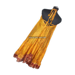 Compre en Línea al por Mayor Ropa de Mujer, Vestido de Tela de Seda Sari Vintage Indio, Elegante Vestido de Noche sin Mangas para Damas - Product Image 3