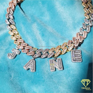Luxury Custom <b>Name</b> Letter Necklace Iced Out Moissanite Diamond Cuban Link <b>Chain</b> Fashion Hip Hop Jewelry - Product Image 4
