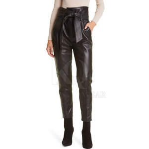 Pantalon élégant en cuir véritable respirant pour femme, taille mi-haute, coupe droite, idéal pour l'hiver, les soirées et le style quotidien tendance - Product Image 2