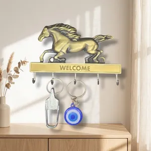 Premium-quality Brass Key Holder Hooks Metal Hanging Key Holder for Wall Decoration Gold Color horse style Designed <b>Vintage</b> look - Product Image 4